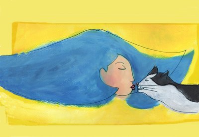 Donna gatto, 2025 (acrilico; digitale) da Patrizia La Porta
