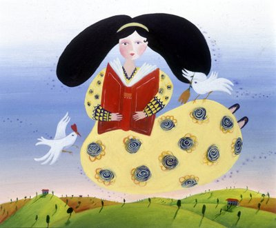 Ragazza con uccelli - illustrazione di Patrizia La Porta da Patrizia La Porta