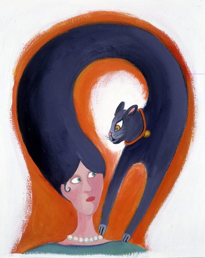 Acconciatura femminile che si trasforma in gatto - illustrazione di Patrizia La Porta da Patrizia La Porta