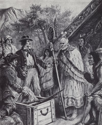 Commercio britannico con il popolo Maori della Nuova Zelanda da Paul (after) Hardy