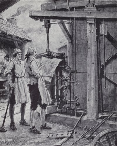 James Watt al lavoro sulla macchina a vapore da Paul (after) Hardy