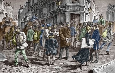 Veduta di Rue du Croissant a Parigi, sede di molti giornali da Paul (after) Merwart