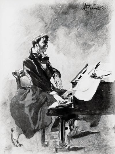 Il compositore e pianista Frederic Chopin che suona il pianoforte da Paul Albert Besnard
