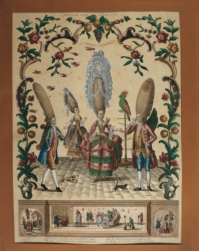 Il trionfo del ridicolo da un almanacco di Basset, incisione da Paul André Basset