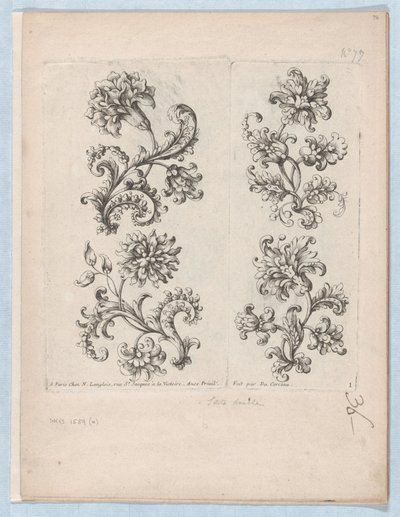 Serie di piccoli motivi floreali, Tavola 1, ca. 1670-85 da Paul Androuet Du Cerceau