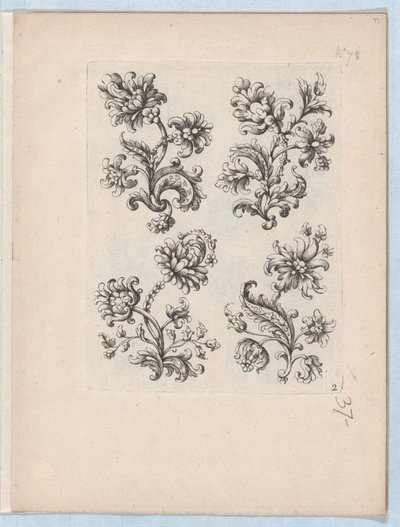 Serie di piccoli motivi floreali, Tavola 2, ca. 1670-85 da Paul Androuet Du Cerceau