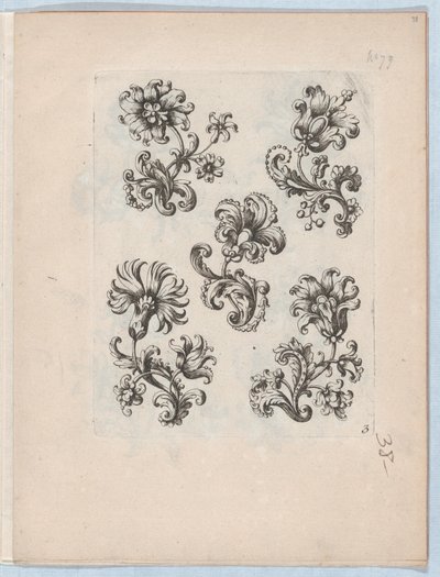 Serie di piccoli motivi floreali, Tavola 3, ca. 1670-85 da Paul Androuet Du Cerceau