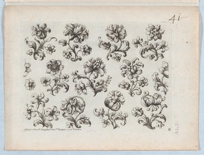 Serie di piccoli motivi floreali, Tavola 6, ca. 1670-85 da Paul Androuet Du Cerceau