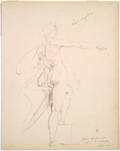 Studio di Apollo per Marsia recto, Profilo di volto verso, fine 1860s da Paul Baudry