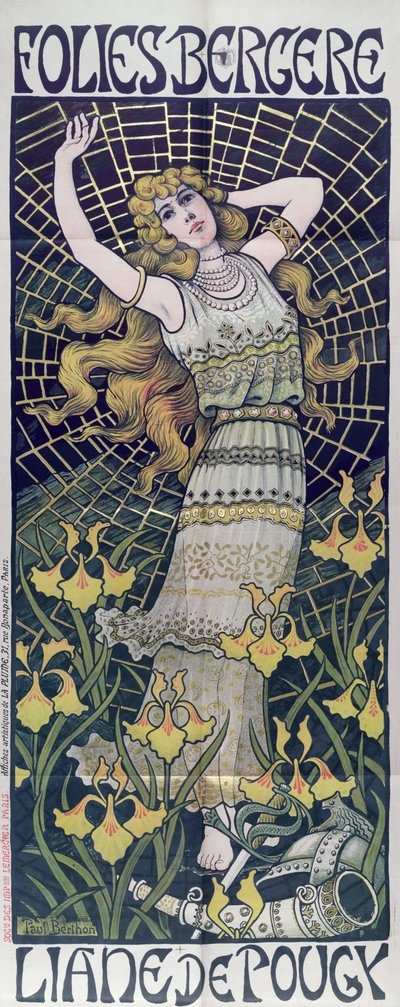 Poster pubblicitario di Liane de Pougy al Folies-Bergere, Parigi, fine XIX secolo da Paul Berthon
