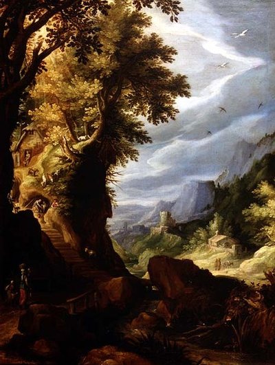 Paesaggio montuoso boscoso da Paul Brill or Bril