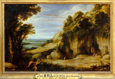 La Nymphe Syrinx poursuivie par Pan et bientôt changee en roseau - La ninfa Syrinx inseguita dal dio Pan e presto ... da Paul Brill or Bril
