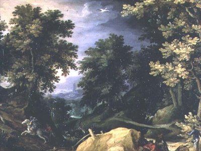 Paesaggio con caccia al coniglio da Paul Brill or Bril