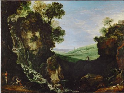 Paesaggio con cascata e Tempio di Vesta a Tivoli da Paul Brill or Bril