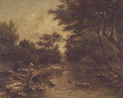 Paesaggio fluviale con lavandaie da Paul Camille Guigou