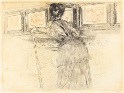 Davanti ai Watteau al Louvre da Paul Cesar Helleu