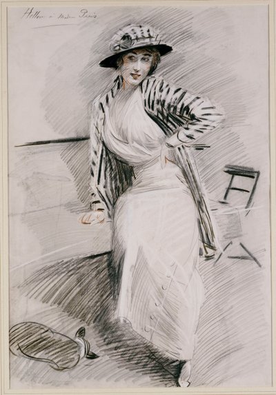 Madame Paris seduta su una banquette da Paul Cesar Helleu