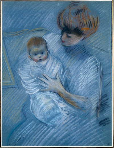 Maternità. Disegno di Paul Helleu (1859-1927), XX secolo. Ritratto di una madre con il suo bambino. Bayonne, Museo Bonnat da Paul Cesar Helleu