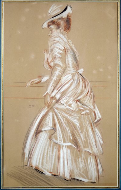Ritratto di una donna in bianco. Disegno di Paul Helleu (1859 - 1927), XX secolo. Bayonne, Musee Bonnat da Paul Cesar Helleu