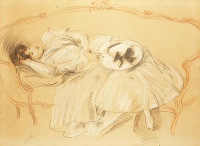 Giovane donna sul divano da Paul Cesar Helleu