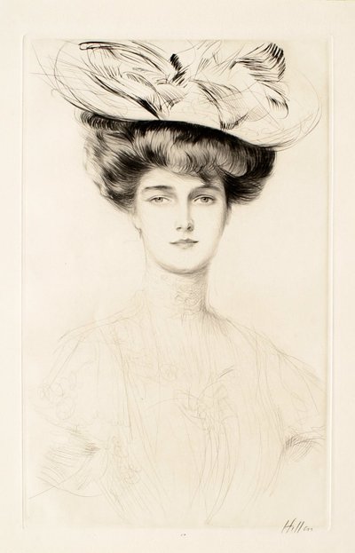 Junge Frau mit Hut da Paul Cesar Helleu