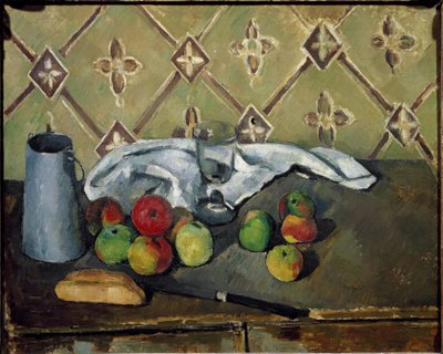 Frutta, tovagliolo e scatola di latte da Paul Cézanne