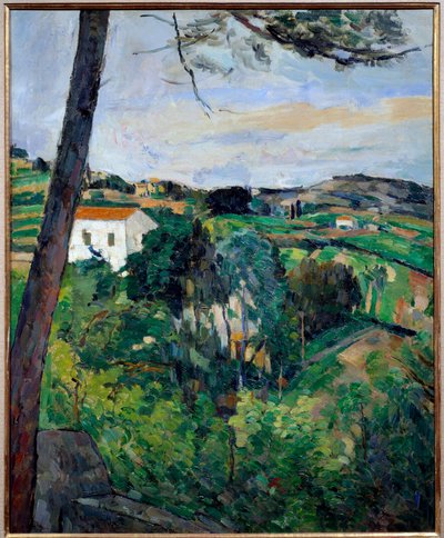 Paesaggio con tetti rossi o pino a l