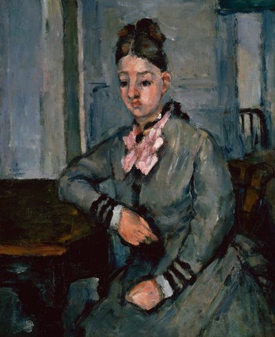 Madame Cézanne appoggiata a un tavolo, c.1873 da Paul Cézanne