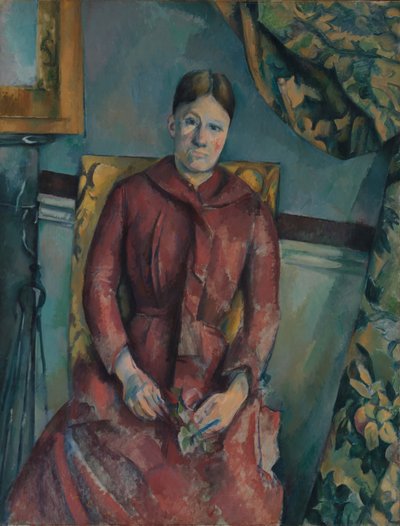 Madame Cézanne in un vestito rosso da Paul Cézanne