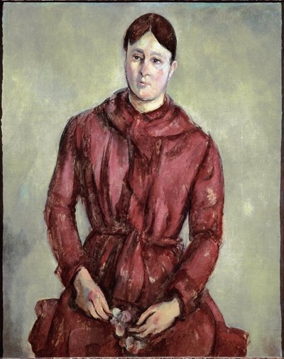 Ritratto di Madame Cézanne in abito rosso da Paul Cézanne