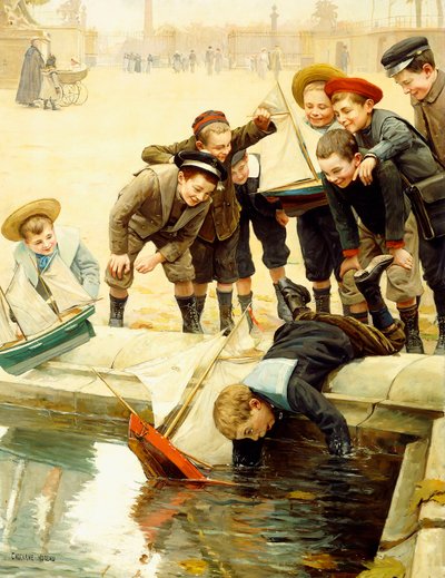 Ragazzi e le loro barche a vela da Paul Charles Chocarne Moreau
