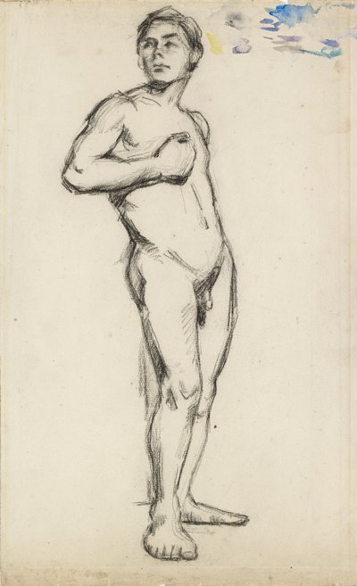 Studio accademico di un nudo maschile con la mano destra stretta sul petto, 1865 da Paul Cézanne