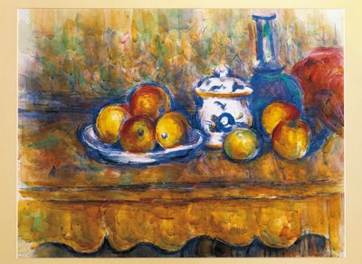 Natura morta con bottiglia blu da Paul Cézanne