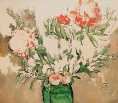 Mazzo di peonie in un vaso verde da Paul Cézanne