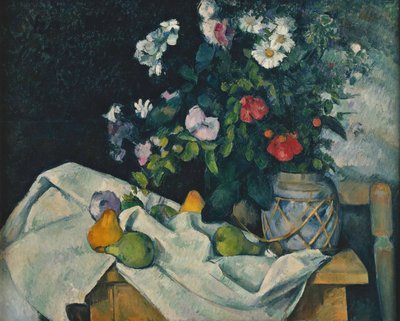 Fiori in un vaso di zenzero e frutta da Paul Cézanne