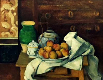 Francese:  Nature morte à la commode Natura morta con cassettone da Paul Cézanne
