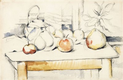 Vaso di zenzero e frutta su un tavolo, 1888-90 da Paul Cézanne