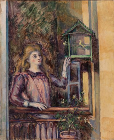 Ragazza con gabbia per uccelli da Paul Cézanne