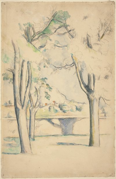 Mont Sainte-Victoire Visto oltre il Muro del Jas de Bouffan da Paul Cézanne