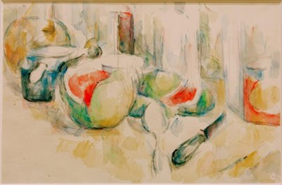 Natura morta con anguria tagliata da Paul Cézanne