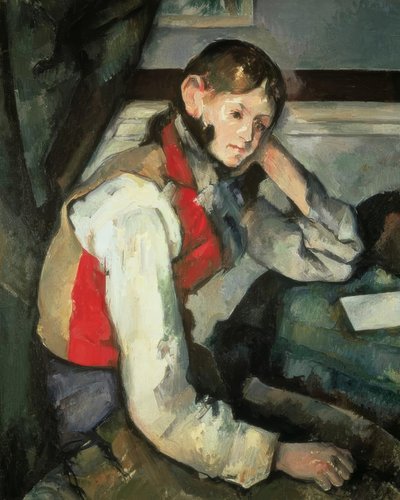 Giovane uomo con gilet rosso da Paul Cézanne