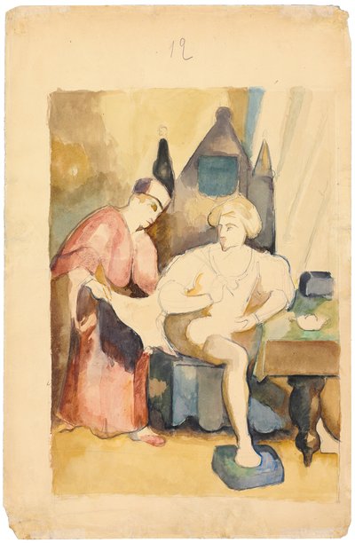 Scena che raffigura una storia romantica da Paul Cézanne