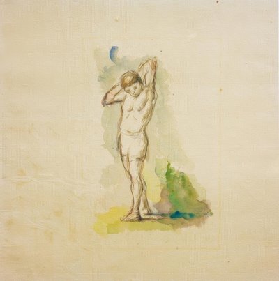Bagnante in piedi con le braccia incrociate dietro il collo da Paul Cézanne