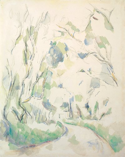 Pozzi e un sentiero tortuoso nel parco del Château Noir; Puits et route tournante dans le parc de Château Noir, c.1900 da Paul Cézanne