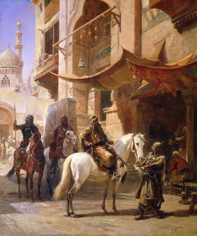 Guerrieri arabi in una strada da Paul Dominique Philippoteaux