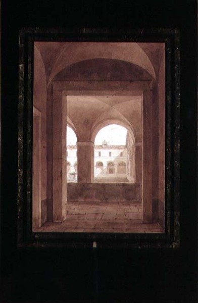 Veduta di un Chiostro con una Fontana da Paul Emile Detouche