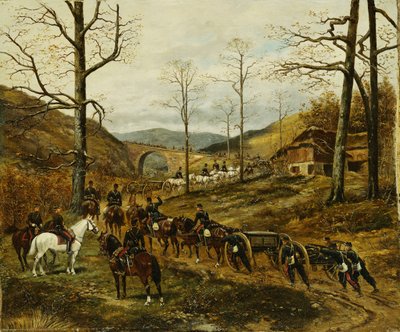 Artiglieria in movimento attraverso una valle, Rezonville da Paul Emile Leon Perboyre