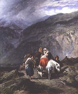 Famiglia di zingari su un sentiero di montagna da Paul Falconer (attr. to) Poole