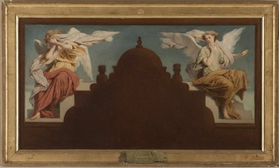 Schizzo per la chiesa di Saint-Etienne-du-Mont: Due angeli seduti da Paul Felix Guerie