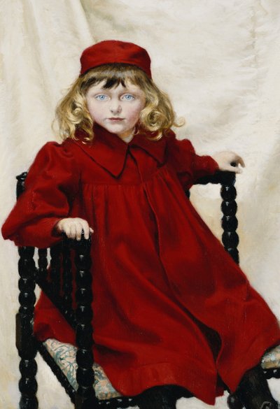 Ritratto di Harriet Fischer, piccolo tre quarti, con un vestito rosso, 1896 da Paul Fischer